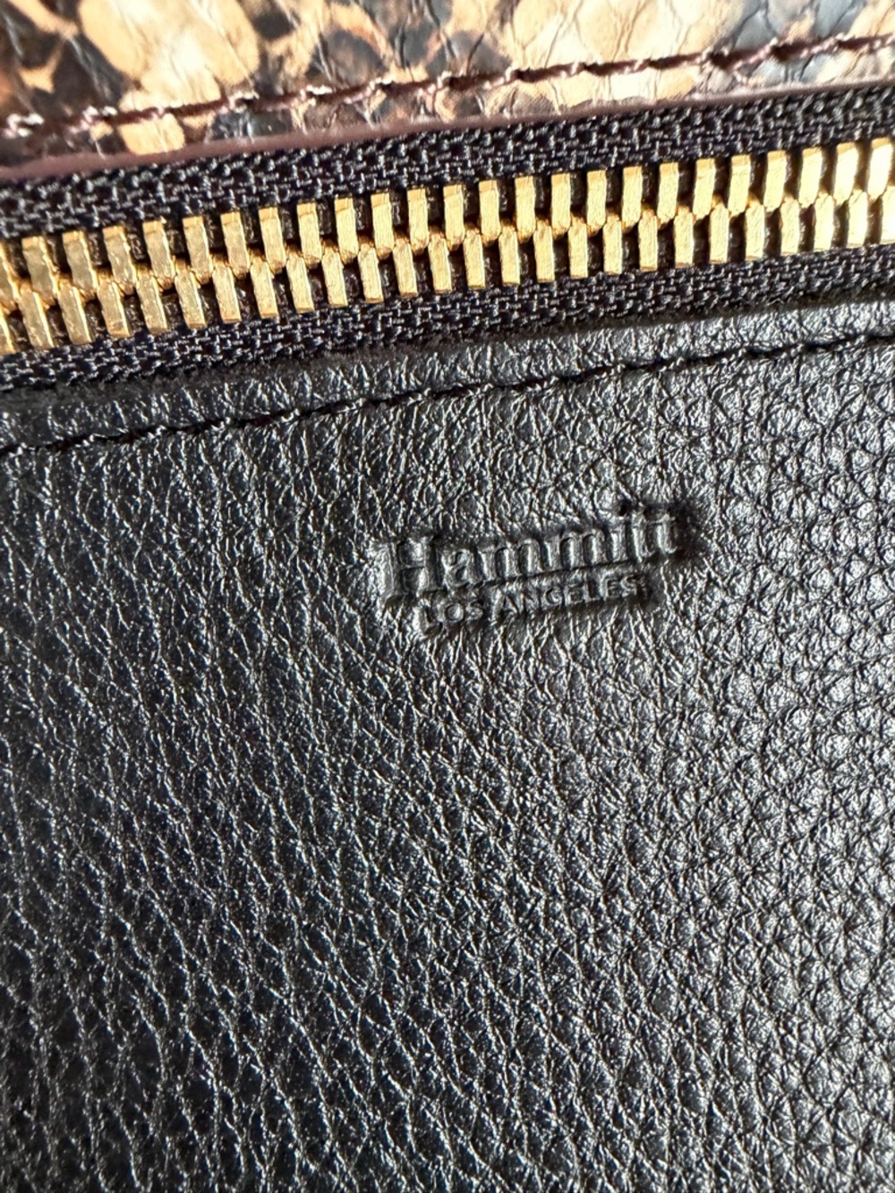Hammitt Dillon Medium Domino Snake/Black Leather Crossbody - Picture 7 of 9